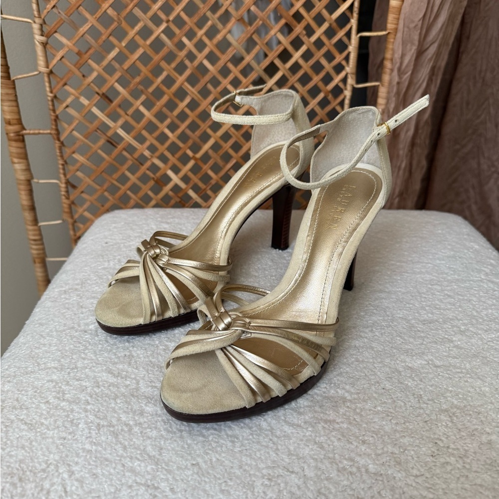 Ralph Lauren Gold and Cream Heels - Picture 15 of 15